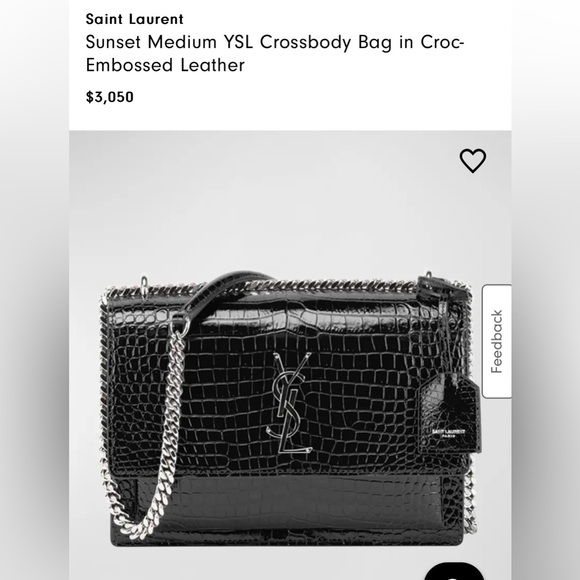 Saint Laurent Croc Embossed Leather Crossbody Bag New - Picture 2 of 16